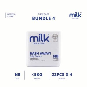 [BUNDLE] MILK Baby Diaper Flexi Tape NB88 S192 M168 L144 XL120 (4 packs)
