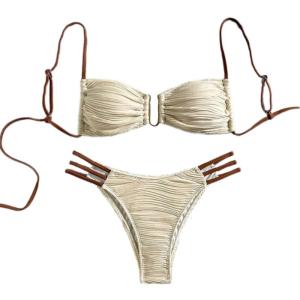 Ruched Băng tóc Bộ đồ bơi cho băng đô nữ Đồ bơi cho bé gái Lady strapless Bộ Đồ Tắm độn strapless swimwears