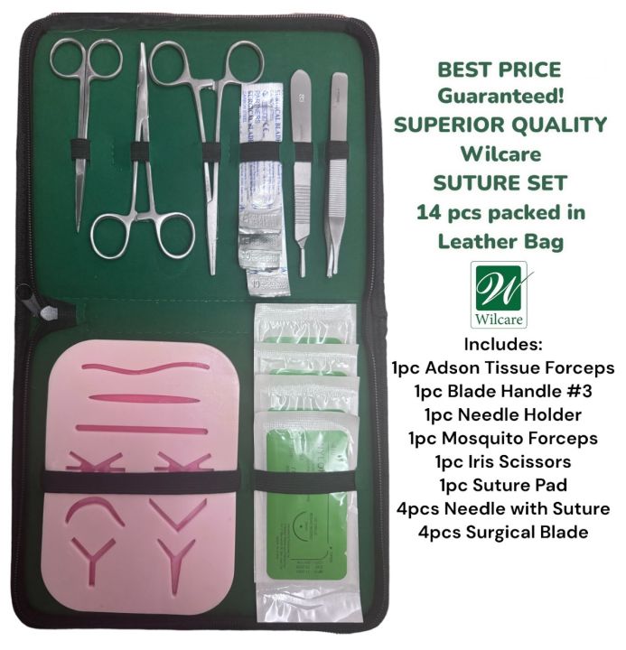 NEW!! ON SALE! SUTURE SET WILCARE (Suture Kit 14 pcs packed in Leather ...