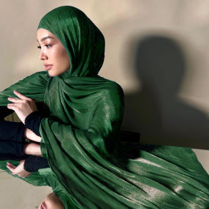 【NEW A 】35 Colors Women Hijab Scarf Shiny Muslim Long Scarves Light Weight Soft Turban Shawl Organza Satin Shimmer Scarf