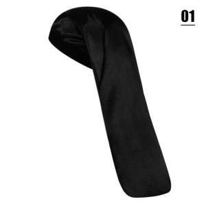 1Pc High Elastic Long Satin Bonnet Sleep Hats Wrap Cover Hair Band Night Cap Hair Care Bonnet Nightcap For Women Men Chemo Cap