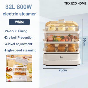 TIXX 32L Electric Steamer Three-layer Household Electric Steamer for Siomai Business Electric Food Steamer Multifunction Smart Timer