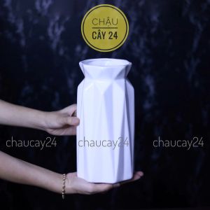 Bình hoa decor trang trí để bàn lọ hoa gốm sứ Bát Tràng dáng miệng loe