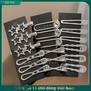QK FA ✨ 3pcs bạc kim loại mỏ vịt Clip phụ nữ tóc Clips Side bangs phụ nữ phụ nữ barrettes tóc phụ kiện