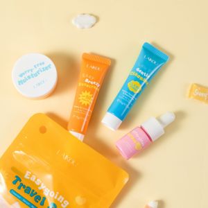 LAIKOU Ceramide Travel Kit (4pcs) - Barrier Repair Skincare Set with Hyaluronic Acid & Niacinamide | Cleanser Serum Sunscreen Cream | Moisture Lock for All Skin Types