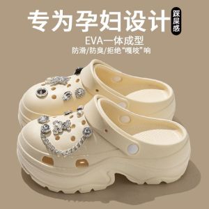 [Free Shipping] Korean-style simple arch support clogs for women with cartoon red bow cat design versatile fashionable non-slip wear-resistant thick-soled EVA