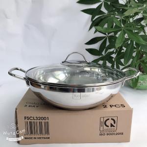 Chảo lẩu xào sâu lòng 3 đáy inox 430 Fivestar bếp từ nắp kính ( 32cm ) tặng 1 vá canh dùng được mọi bếp - Shop Bếp Xinh