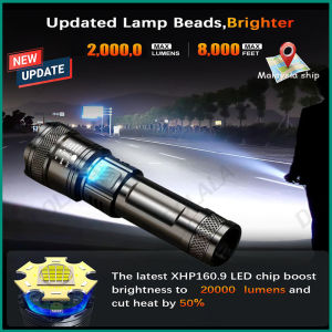 Super Bright Rechargeable Flashlights 20000 High LumensWaterproof Tactical Powerful Led Flashlight Battery Powered With 3 Modes Zoomable Fast ChargeHandheld Flashlight For Camping Emergency 变焦手电筒