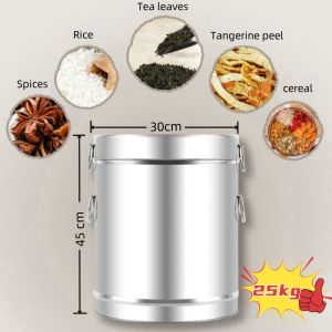stainless rice dispenser 25kg/15kg/5kg/10kg/50kg Rice Bucket Moisture-Proof Insect-Proof Sealed Barrel Thickened Rice Keeper Storage 25kg Noodle Powder Barrel Household Sealed Jar New Arrival Small Rice Jar
