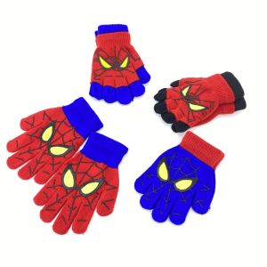 THANKSKY นุ่ม ง่าย สไปเดอร์แมน อะคริลิค กลางแจ้ง ปั่นจักรยาน ถุงมือสูทสองชิ้น ถุงมือการ์ตูน ถุงมือเด็ก เต็มนิ้ว