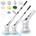 【Fast delivery】 Electric Spin Scrubber with 8 Replaceable Brush Portable Power Shower Brush for Bathroom Bathtub Kitchen Tile Floors. 