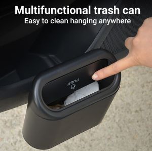 Portable Car Trash Can Bin with Lid Waterproof Storage Bin Auto Door Hanging Car Storage Box Trash Can Car Accessories Car Trash Bin Car Garbage Can Mini Vehicle Trash Bin