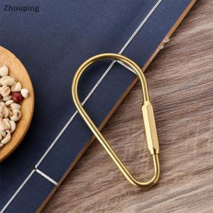 【ZP】 Flash Sale Cute Simple Copper Keychain With Screw Lock D-shape Hooks Key Ring Carabiner Buckles Clip D-Type Waist Hanging Key Holder Accessories