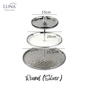 LUNA [Ins Bear Cake Stand] Multi Tier Cake Platter Kitchenware Ceramic Cake Stand Dessert Display Stand Birthday Cupcake Decoration Wedding Silver Gold