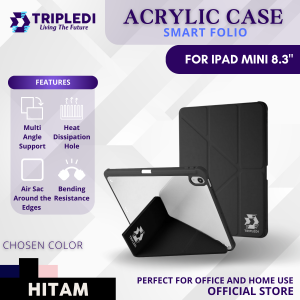 TRIPLEDI Case Acrylic Fold Y For iPad Mini 8.3 inch Gen 6 7 2021 2024 TD0201 Smart Folio Casing PU Leather Foldable Magnetic Soft TPU Flip Cover Akrilik Shockproof A2567 A2568 A2569 A2995 A2996