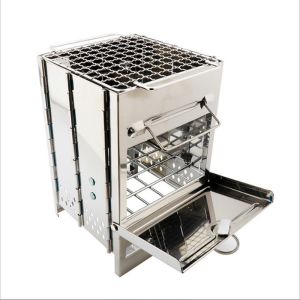 WENYOU kèm túi đựng Lò sưởi gỗ mini Thép không gỉ Di động Lò sưởi gấp gọn Lý tưởng Lò sưởi Bếp nướng BBQ du lịch Đi bộ đường dài