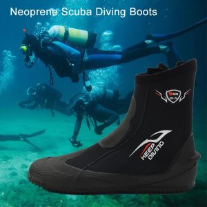 【Malaysia Shipped in 24 hours】  5mm Neoprene Scuba Diving Boots Water Shoes Winter Cold Proof High Upper Warm Fins Spearfishing Shoes black SIZE M(39-40)
