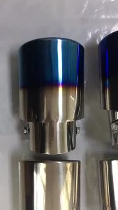 ACEGOGO ท่อไอเสียสแตนเลสสำหรับรถยนต์อุปกรณ์ดัดแปลงท่อไอเสียรุ่นหนึ่งออกสองชั้นสีน้ำเงินอุปกรณ์เสริมรถยนต์ท่อไอเสีย