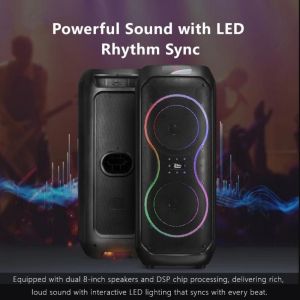 BEYONDAY with Wireless Microphone Karaoke Set Dual 8-inch Bass RGB Light Charging Big Speaker  Black Bluetooth Speaker