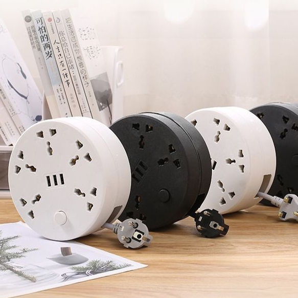Extension wire round shape USB power outlet extension cord with