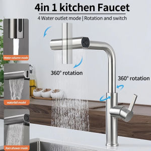 4 in 1 Kitchen Faucet Multi-purpose 360° Rotation Stainless Faucet Kitchen Wall Mount Bathroom Sink Basin Faucet Stainless Steel Faucet