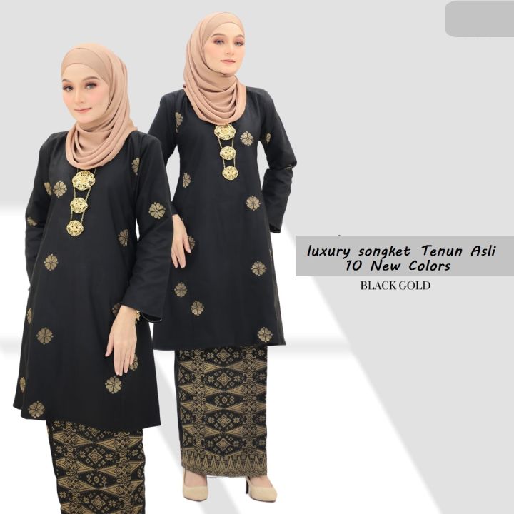 Baju kurung Pahang Songket Tenun Bunga Gold Collection Tabur Exclusive ...