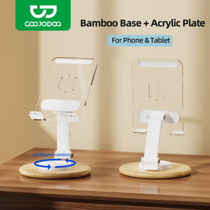 Phone Holder 360-degreen Adjustable Free Angle Acrylic Bamboo Base Foldable  Universal Stand Holder up to inch for Phone Tablet Lazada