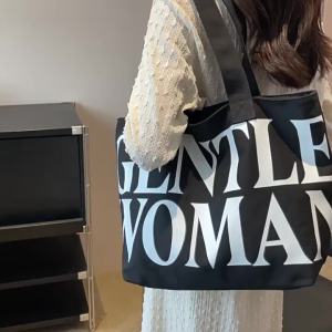 Thailand Gentle Woman Tote Mummy Canvas Bag 2023 New Letter Printing Simple Shoulder Bag Fashion