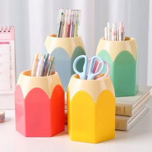 YRUQYS Aesthetic Cute Pen Holder Creative Kawaii Makeup Brush Shelf Stationery Organizer Large Capacity Flower Vase Pot Tabletop Storage
