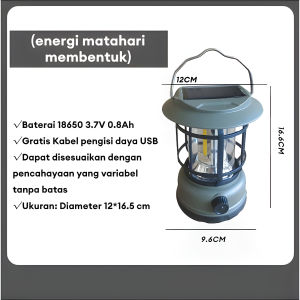【Garansi 30 tahun】lampu lentera LED lampu tenaga surya lampu kemah retro outdoor tahan air IPX4 solar lampu canping lampu tend