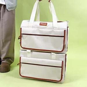 1PCRolling Suitcase Double-Layer Cat Bag Push-Pull Suitcase Large Capacity Two Breathable Dog Handbags