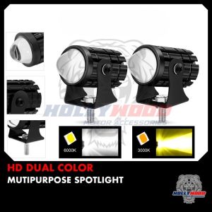 LED SPOT LIGHT DUAL COLOR LED CHIP HD BIFOCAL ZENON WHITE & AMBER YELLOW SPORT LIGHT