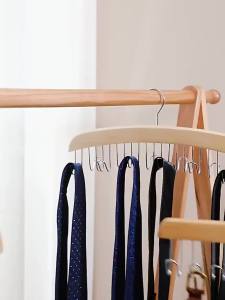 Wooden suspender clothes hanger household multifunctional underwear vest storage novel dormitory solid wood hook wave clothes hanger
