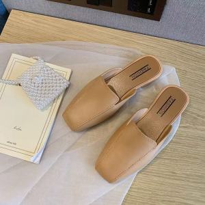 Free Shipping New Spring And Summer Collection: Stylish Low-Heeled Closed-Toe Half-Slipper Sandals For Women Perfect For Everyday Casual Wear