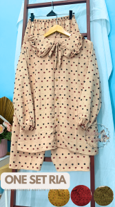 CP - SETELAN CELANA RIA CRINCLE TOTOL POLKADOT / SETELAN ONE SET CRINKLE TERBARU