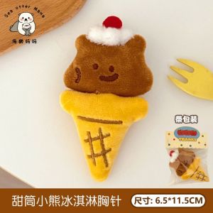 Insเข็มกลัด ผ้าฝ้าย แบบนิ่ม ลายการ์ตูนอาหารน่ารัก ไอศกรีมโดนัท รับตกแต่งกระเป๋านักเรียนของขวัญเพื่อน