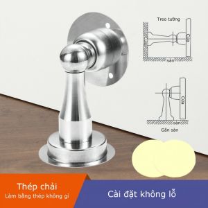 Hút Chặn Giữ Cửa Nam Châm Chống Va Đập Hít Cửa Inox 304 Không Cần Khoan Kèm Keo 3m Dán Sàn Lực Hít Mạnh-HAUSE
