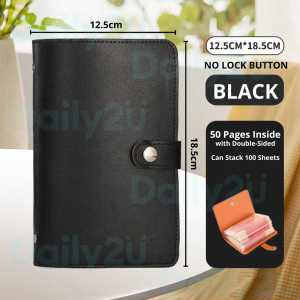 🐻 DAILY2U 🐻 100 Envelope Money Saving Book Waterproof Leather Notebook Binder Money Planner Wallet with Combination Lock