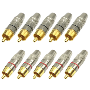 Set of 10 Male Plugs 5 Red 5 Black Connectors Set Zinc Alloy Texture Suitable for Enhancing Sound Signal Stability
