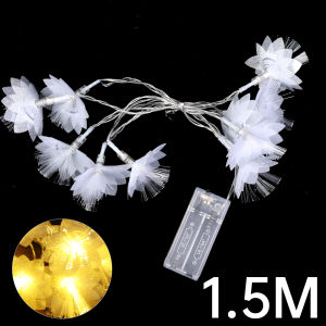 YESPERY 1.5/3M Fiber LED Fairy Light Battery-operated Garland Christmas Decoration Party New Years Decor Artificial Flowers Light String Festoon Xmas Tree Glowing Flower