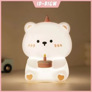 Lampu Tidur Night Light Kamar Anak Sentuh Silikon Squishy Model Beruang Bear Dapat Diisi Ulang Silikon Lampu Malam Sentuh