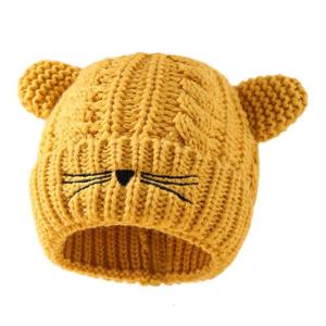 Cartoon Cats Ear Knitted Hat Embroidered Whisker for Girls Casual for Outdoor Sports Hat Mountain Camping Hat