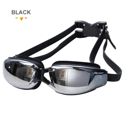 Professional Swimming Goggles For Adult Teenager Anti-Fog UV Protection Electroplated Reflective Optical Goggles Leakproof Plain Glass Spectacles No Dioptric Normal Swimming Goggles CNY Gift Present