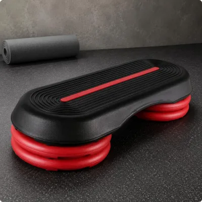 Dolity Textured Adjustable Step Platform Raised Center Strip Non-Slip Step Platform Plastic Adjustable Workout Stepper Portable