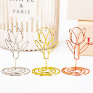 Metal Tulip Business Card Holder Message Photo Note Holder Restaurant Table Number Holder
