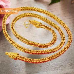 【PCWFKef】 สร้อยคออัลลอยสีทองรูปหัวจิ้งจอกหางมังกร6mm สร้อยคอรูปสุนัขจิ้งจอกทรงสี่เหลี่ยมหัวจิ้งจอกส่วนตัว