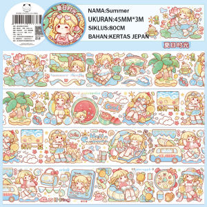 TLD 300cm/roll tahan air Pita perekat kartun gadis lucu stiker handtent kolase dekoratif kartu tahan