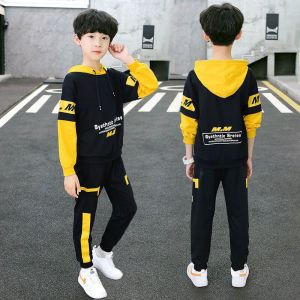 Bộ Quần Áo Bé Trai 5-12 Tuổi Áo Hoodie + Quần Dài Trang Phục Thể Thao Cotton Mùa Thu Thời Trang