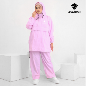 ASADTSU Jas Hujan Saku Kangguru Setelan Dewasa Pria Wanita Bahan Tebal Impor