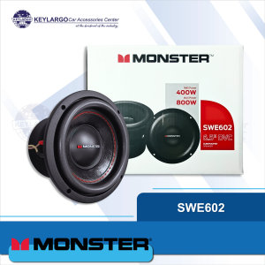 MONSTER SUBWOOFER DVC 6.5" RMS Power (1pc) 400W Max Power (1pc) 800W SENSITIVITY (Db/w/m): 80.8dB Frequency Response:60-300Hz Impedance: 4+4Ω RE:3.2+3.2Ω